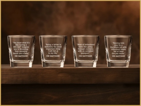 Fathertime Bourbon quote glasses